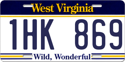 WV license plate 1HK869