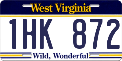 WV license plate 1HK872