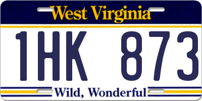 WV license plate 1HK873