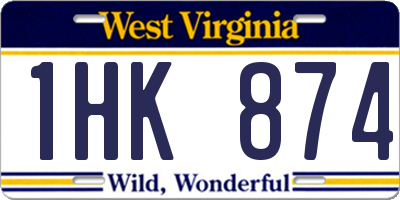 WV license plate 1HK874