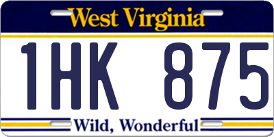 WV license plate 1HK875