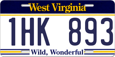 WV license plate 1HK893