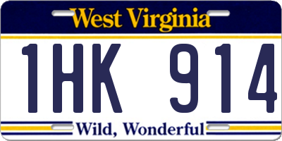 WV license plate 1HK914