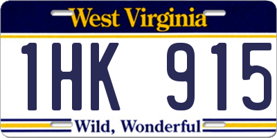WV license plate 1HK915