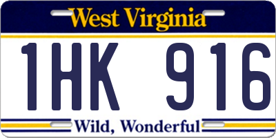 WV license plate 1HK916