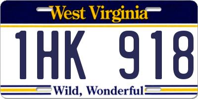 WV license plate 1HK918