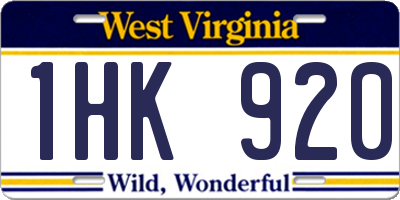 WV license plate 1HK920