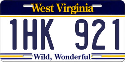 WV license plate 1HK921