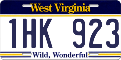 WV license plate 1HK923