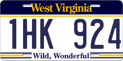 WV license plate 1HK924