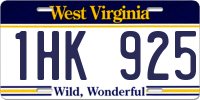 WV license plate 1HK925