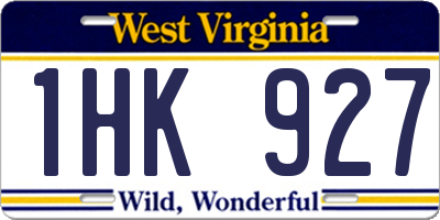 WV license plate 1HK927