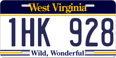 WV license plate 1HK928