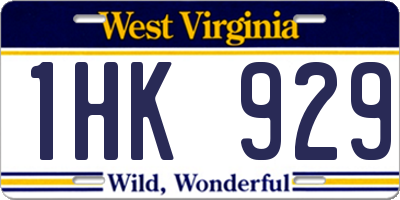 WV license plate 1HK929