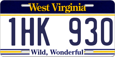 WV license plate 1HK930