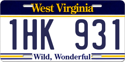 WV license plate 1HK931