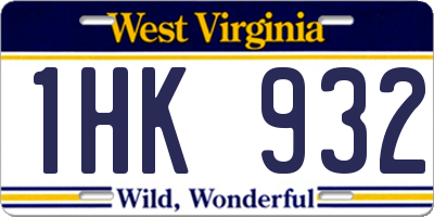 WV license plate 1HK932