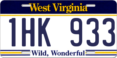 WV license plate 1HK933