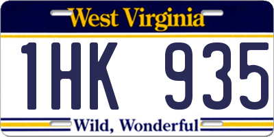 WV license plate 1HK935
