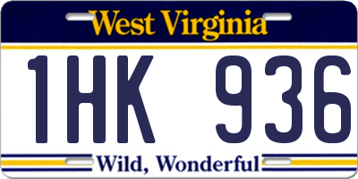WV license plate 1HK936