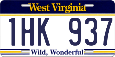 WV license plate 1HK937