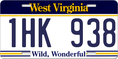 WV license plate 1HK938