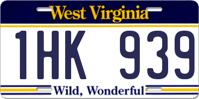 WV license plate 1HK939