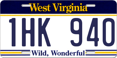 WV license plate 1HK940