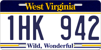 WV license plate 1HK942
