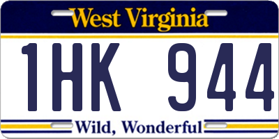 WV license plate 1HK944