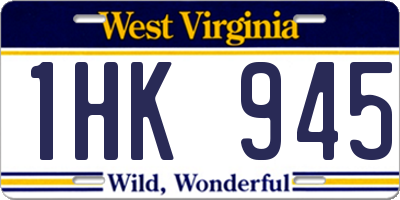WV license plate 1HK945