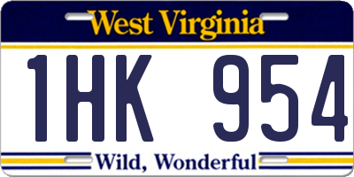 WV license plate 1HK954