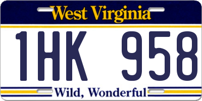 WV license plate 1HK958
