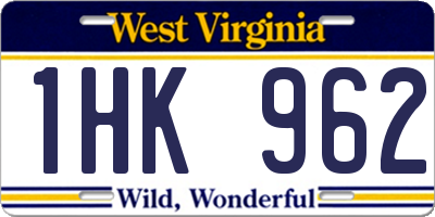 WV license plate 1HK962