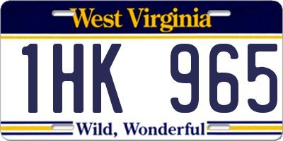 WV license plate 1HK965