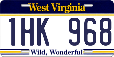 WV license plate 1HK968