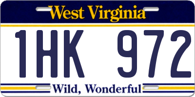 WV license plate 1HK972