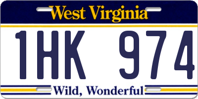WV license plate 1HK974