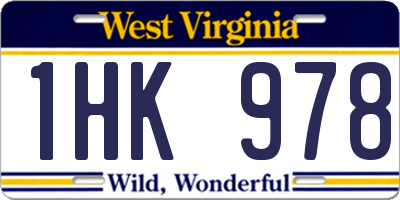 WV license plate 1HK978