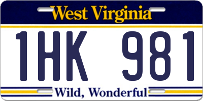 WV license plate 1HK981