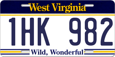 WV license plate 1HK982