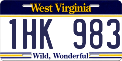 WV license plate 1HK983
