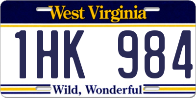 WV license plate 1HK984