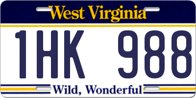 WV license plate 1HK988