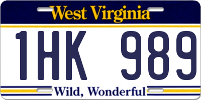 WV license plate 1HK989