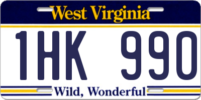 WV license plate 1HK990