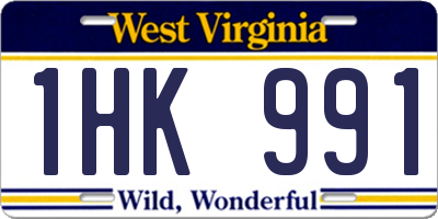 WV license plate 1HK991