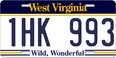 WV license plate 1HK993