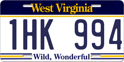 WV license plate 1HK994