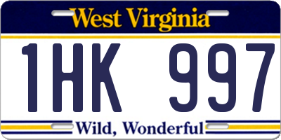WV license plate 1HK997
